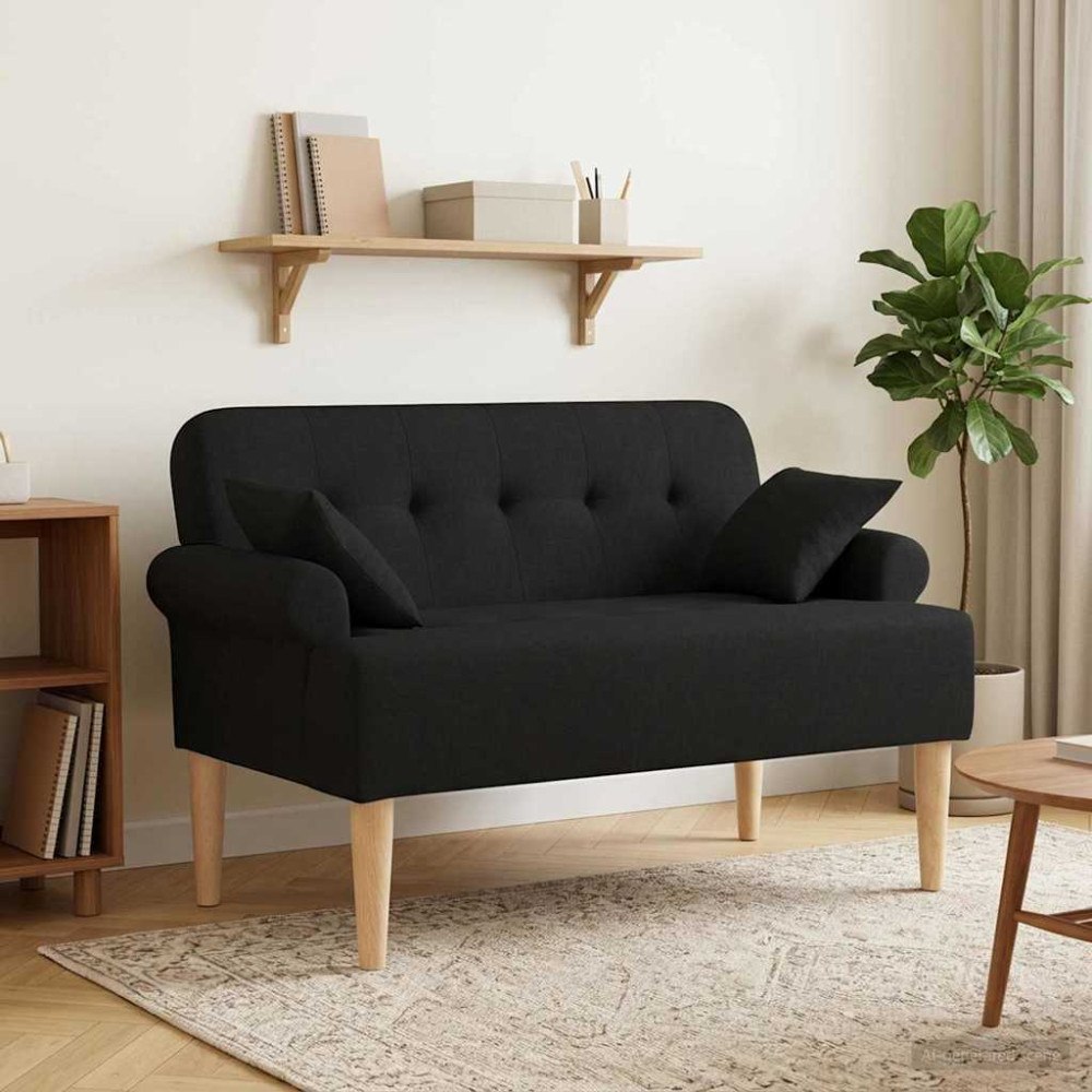 vidaXL Loveseat med knapprapport Svart 120 x 65 x 79 cm Tyg
