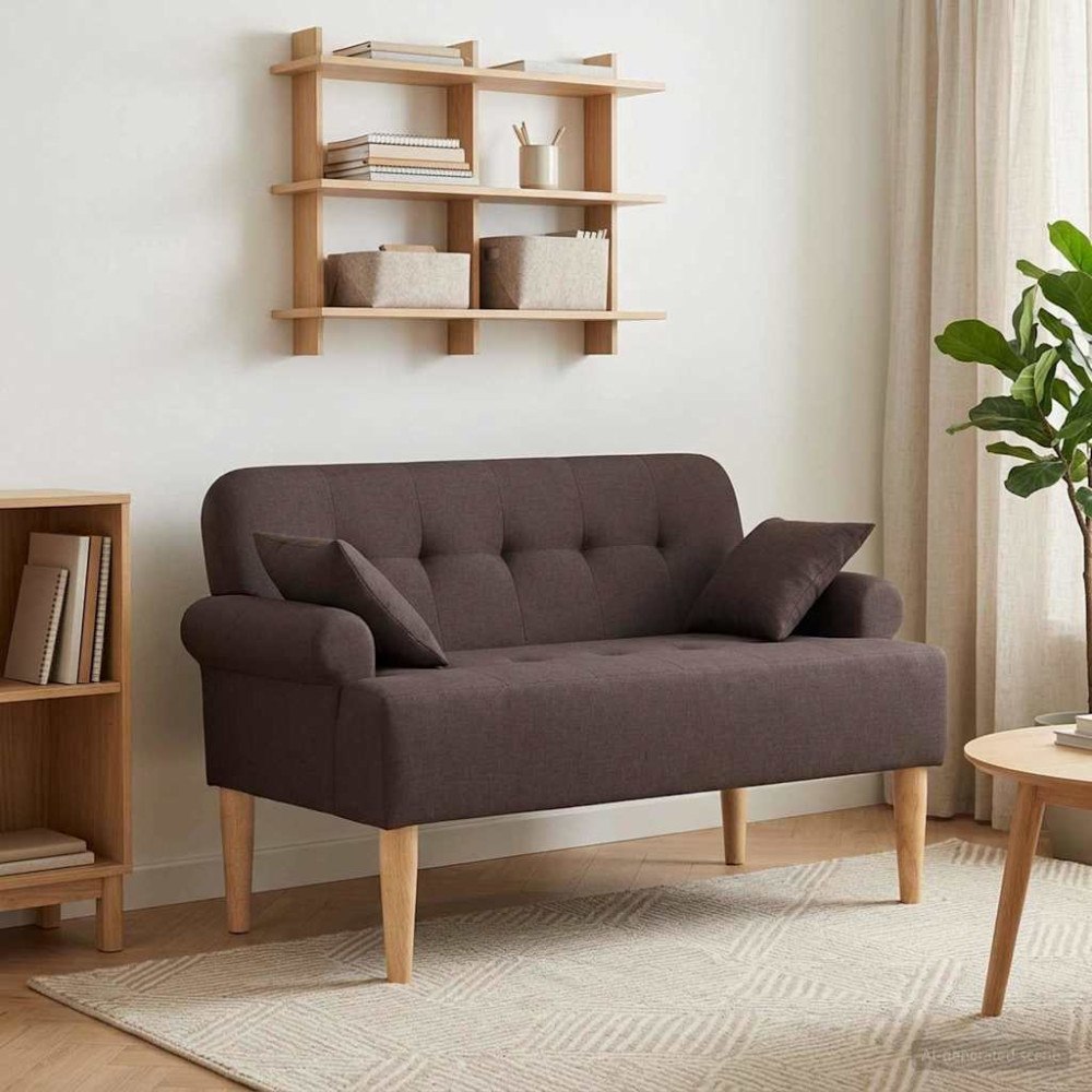 vidaXL Loveseat med knapprapport Mörkbrun 120 x 65 x 79 cm Tyg