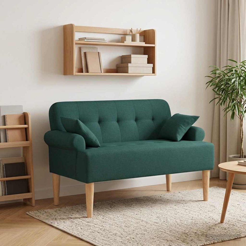 vidaXL Loveseat med knapprapport Mörkgrön 120 x 65 x 79 cm Tyg