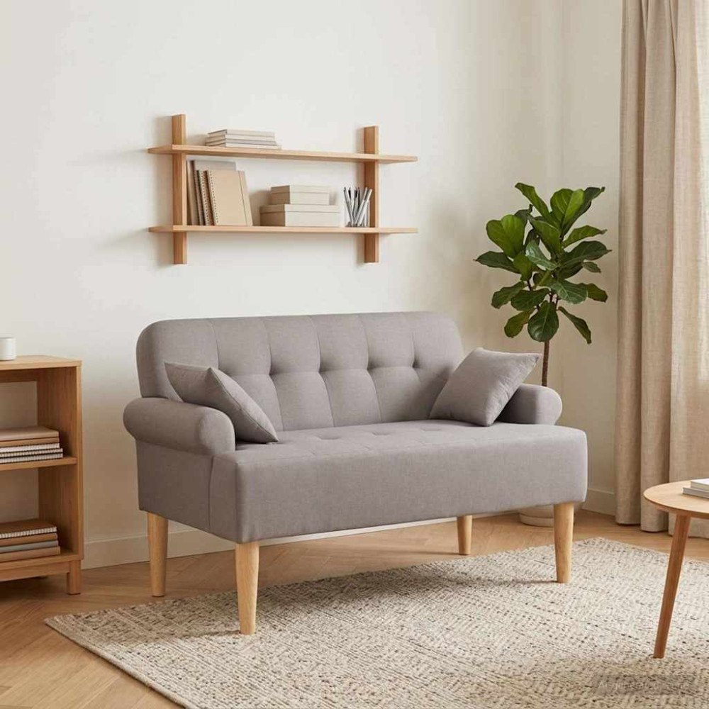 vidaXL Loveseat med knapprapport Taupe 120 x 65 x 79 cm Tyg