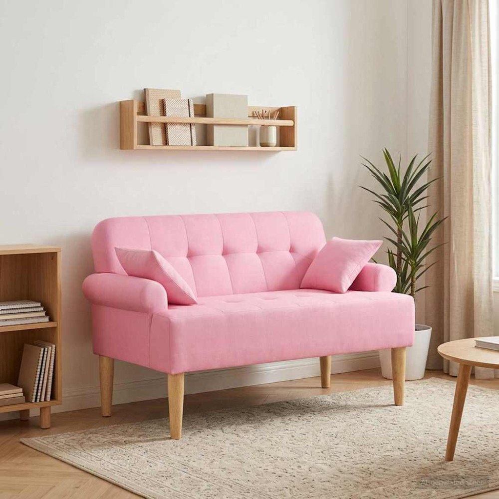 vidaXL Loveseat med knapprapport Rosa 120 x 65 x 79 cm Tyg