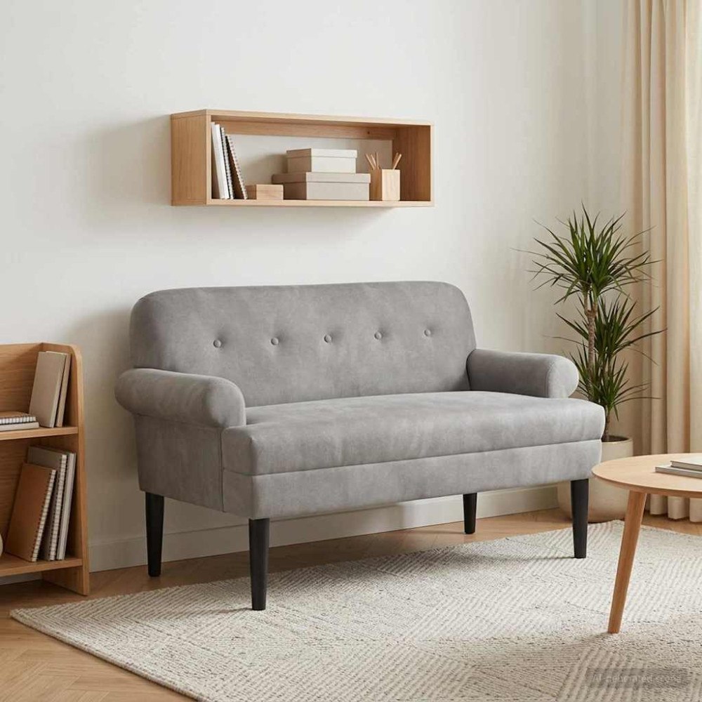 vidaXL Loveseat med knapprapport Ljusgrå 120 x 66 x 78 cm Sammet (V)