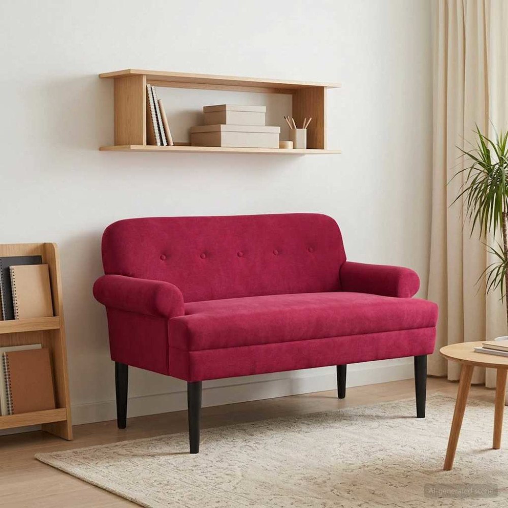 vidaXL Loveseat med knapprapport Vinröd 120 x 66 x 78 cm Sammet (V)