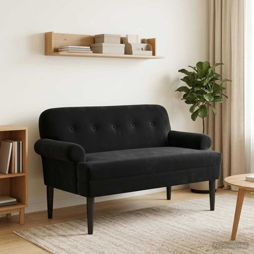 vidaXL Loveseat med knapprapport Svart 120 x 66 x 78 cm Sammet (V)