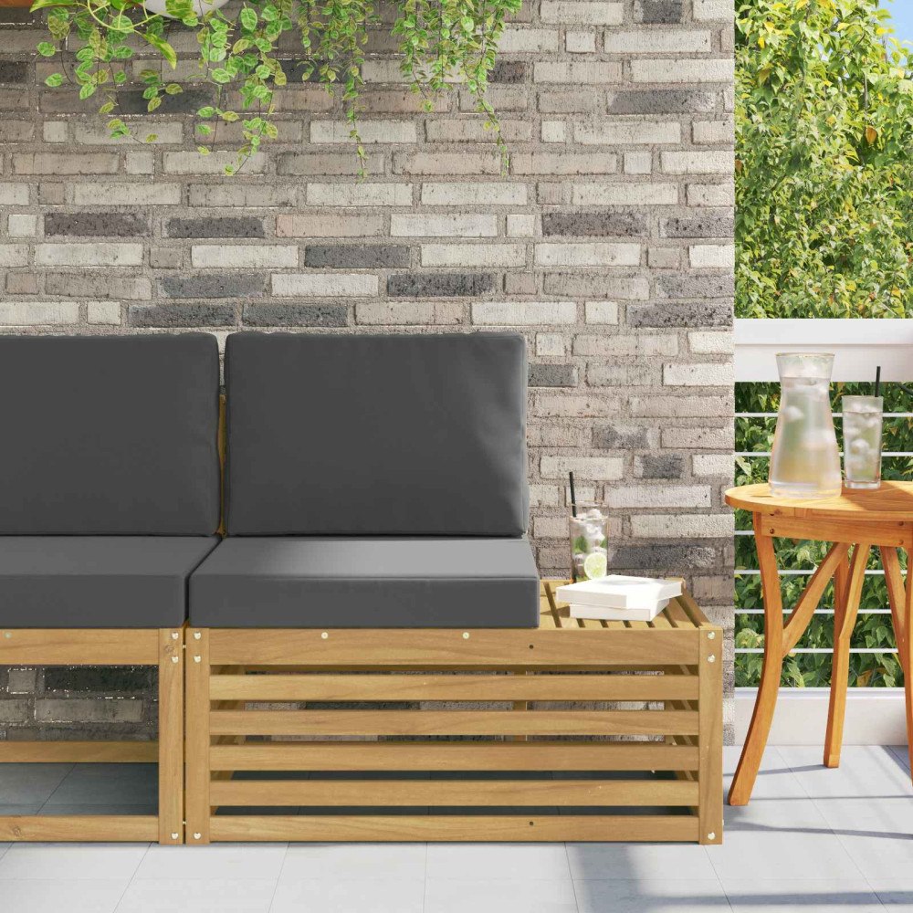 vidaXL Utomhus modulsoffa Vit 91 x 63 x 73 cm Massivt Akaciaträ