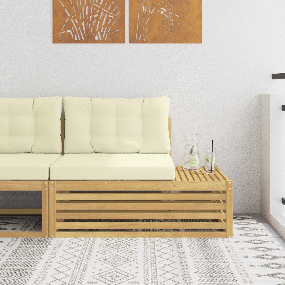 vidaXL Utomhus modulsoffa Vit 115 x 83 x 73 cm Massivt Akaciaträ