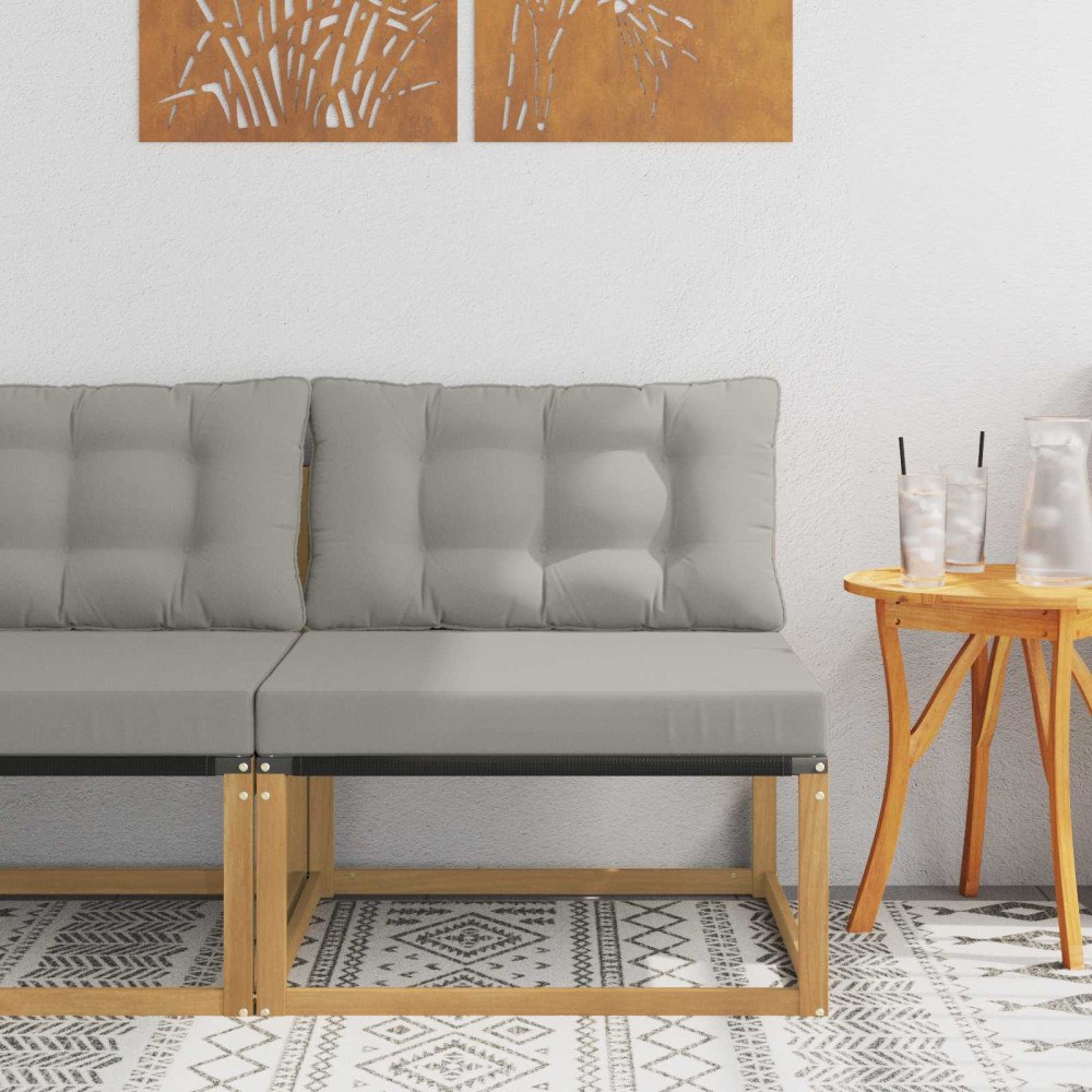 vidaXL Utomhus Mellansoffa med kudde Vit 79 x 83 x 73 cm stål
