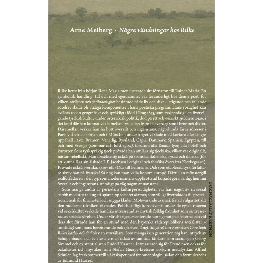 Arne Melberg Några vändningar hos Rilke (bok, danskt band)