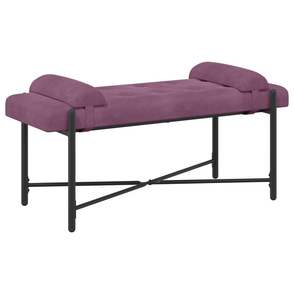 vidaXL Knappstoppad bänk med kuddar Lila 110 x 40 x 46 cm Sammet