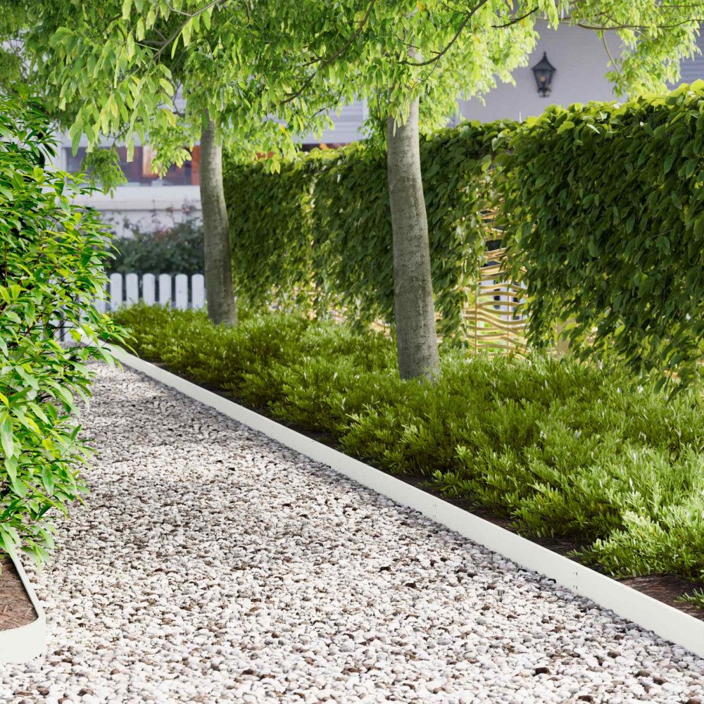 vidaXL Kant för gräsmatta 30 pcs 103 x 10 cm Stål Vit