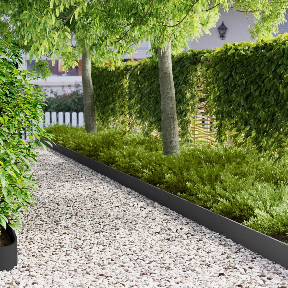 vidaXL Kant för gräsmatta 30 pcs 103 x 15 cm Stål Svart