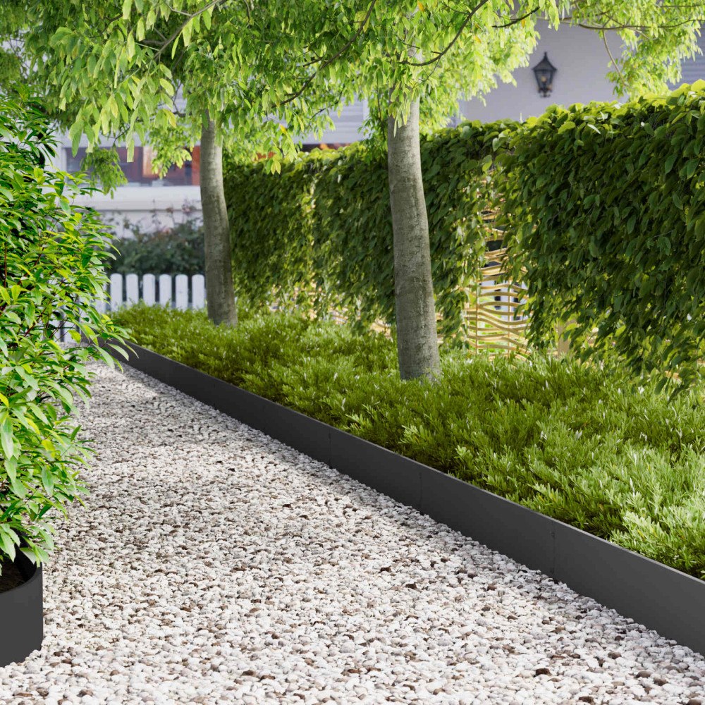 vidaXL Kant för gräsmatta 20 pcs 103 x 20 cm Stål Svart