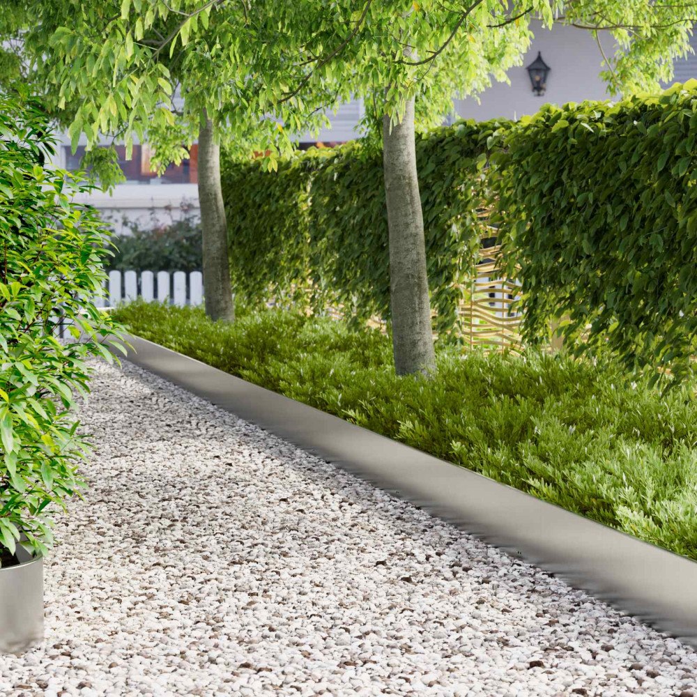 vidaXL Kant för gräsmatta 20 pcs 103 x 25 cm Stål Silver
