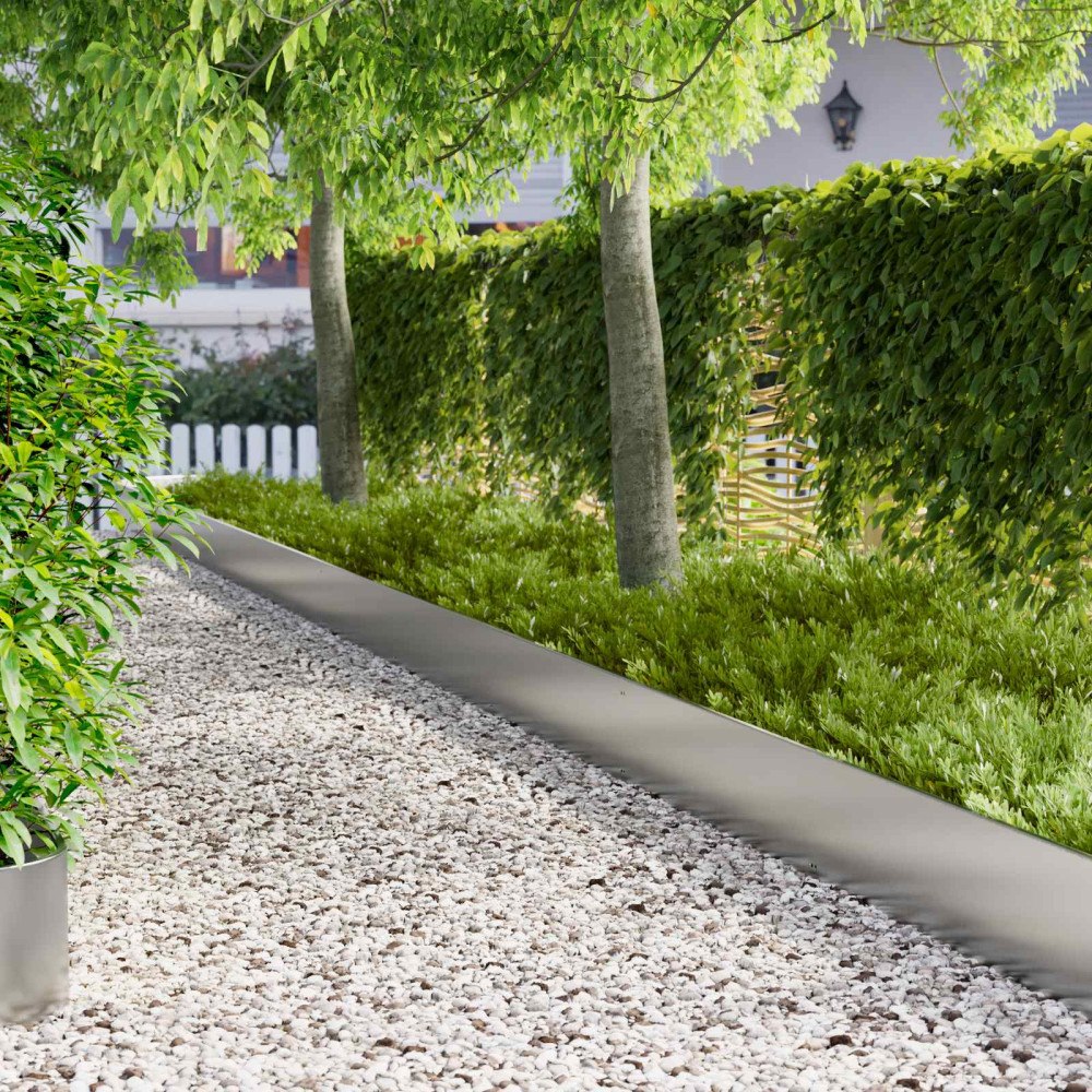 vidaXL Kant för gräsmatta 10 pcs 103 x 30 cm Stål Silver