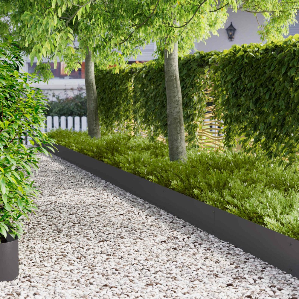 vidaXL Kant för gräsmatta 10 pcs 103 x 25 cm Stål Svart