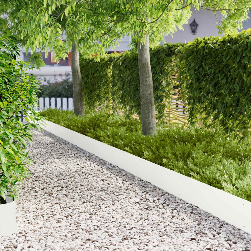 vidaXL Kant för gräsmatta 10 pcs 103 x 25 cm Stål Vit