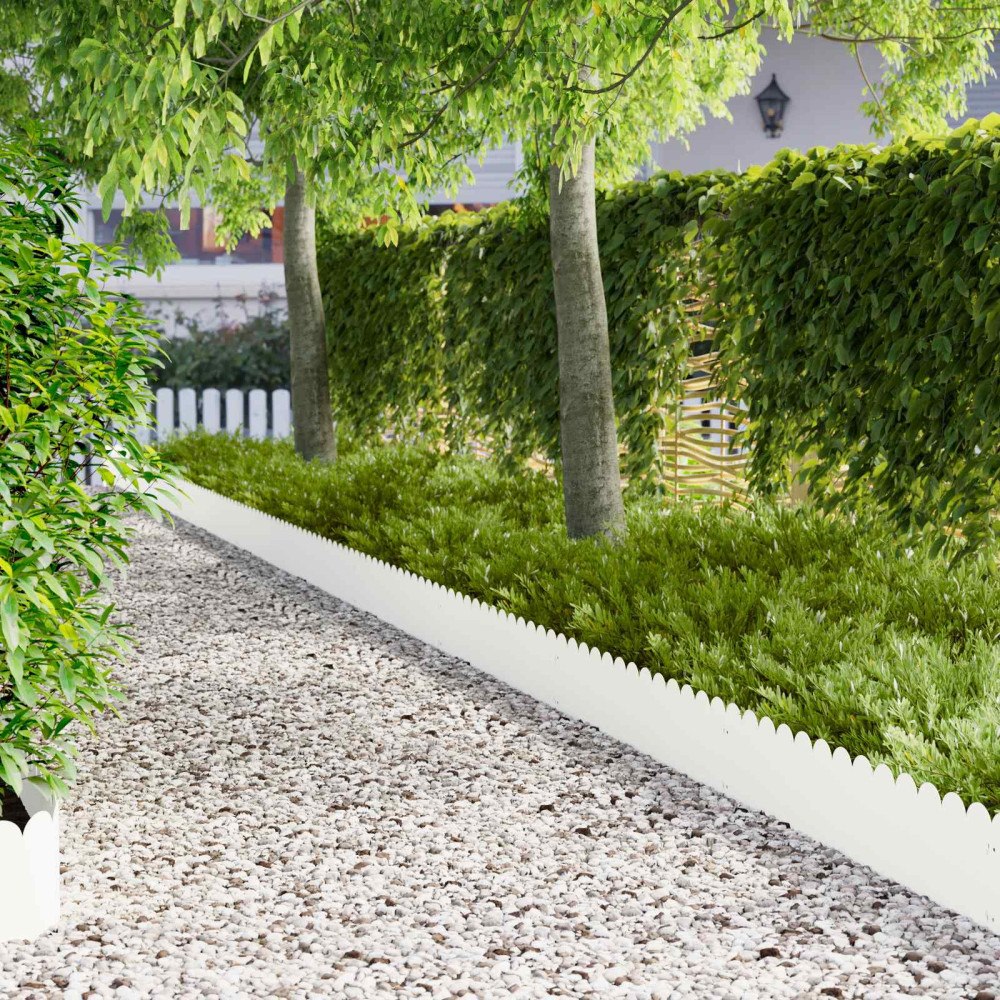 vidaXL Kant för gräsmatta 30 pcs 103 x 25 cm Stål Vit