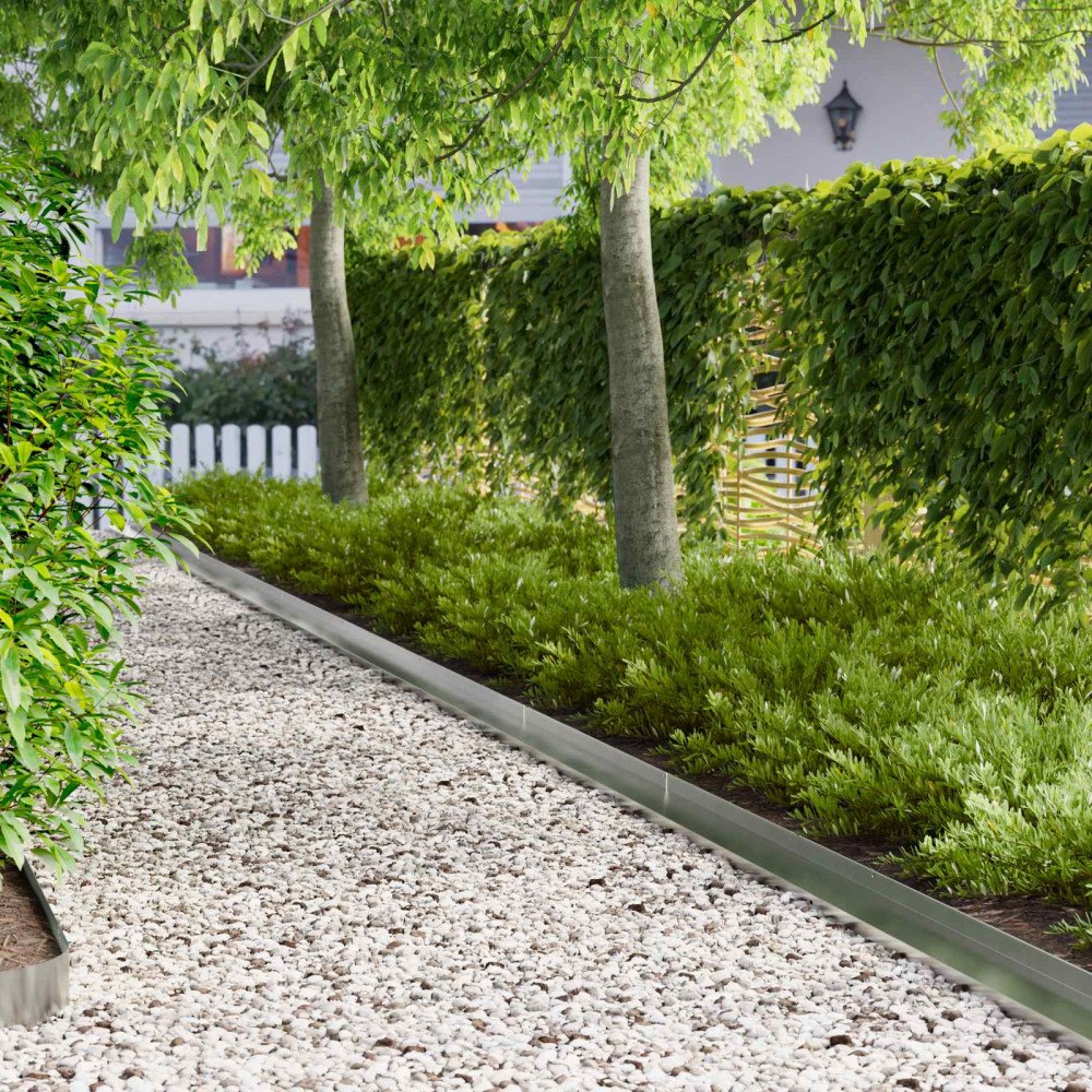 vidaXL Kant för gräsmatta 10 pcs 100 x 10 x 8 cm Stål Silver