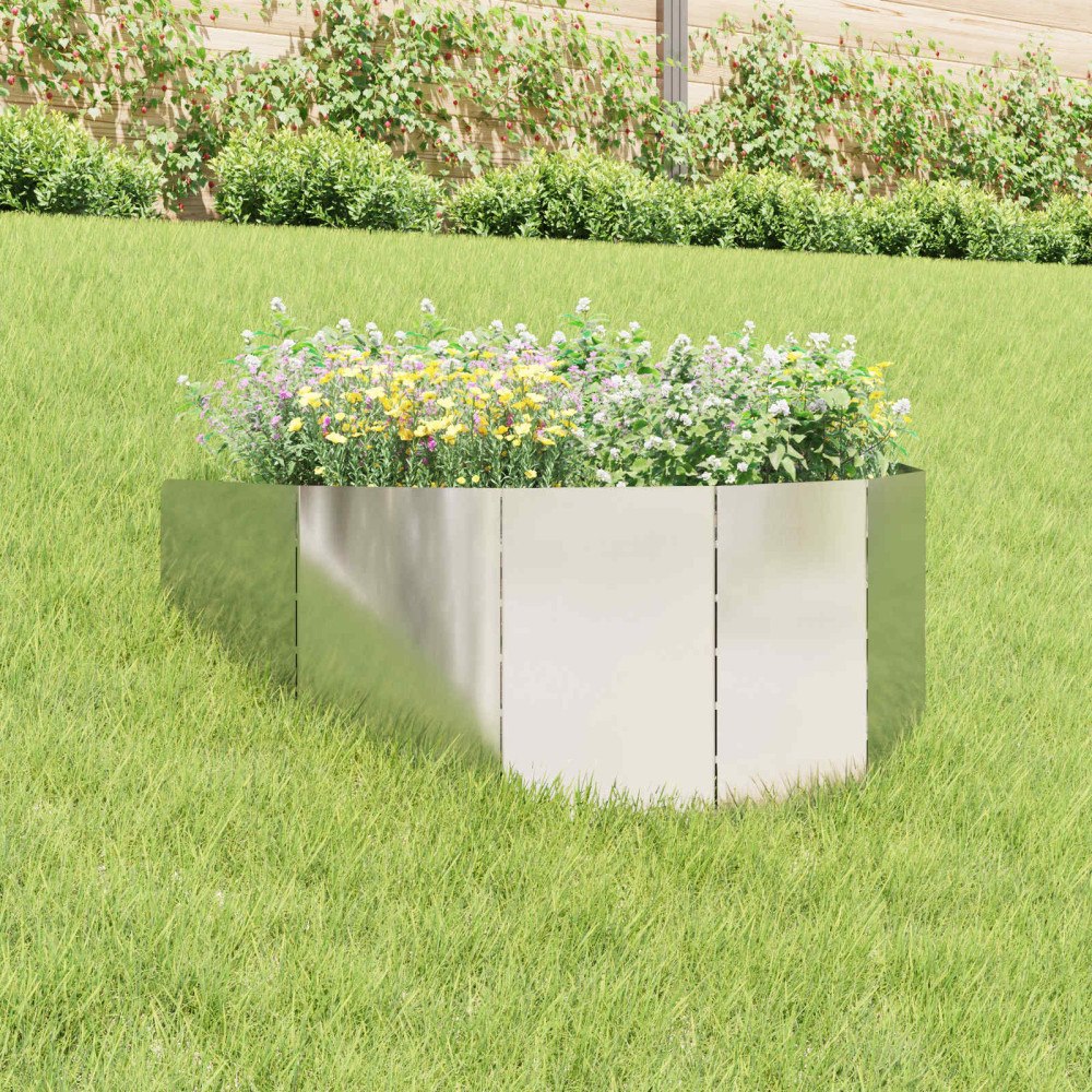vidaXL Kant för gräsmatta 100 x 45 cm Stål Silver
