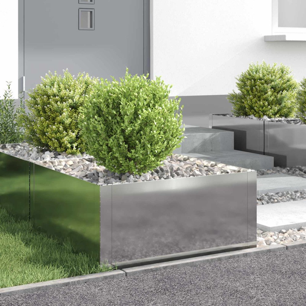 vidaXL Kant för gräsmatta 4 pcs 60 x 60 x 35 cm Stål Silver