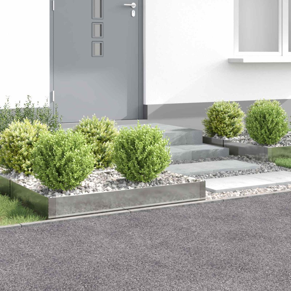 vidaXL Kant för gräsmatta 4 pcs 100 x 60 x 20 cm Stål Silver