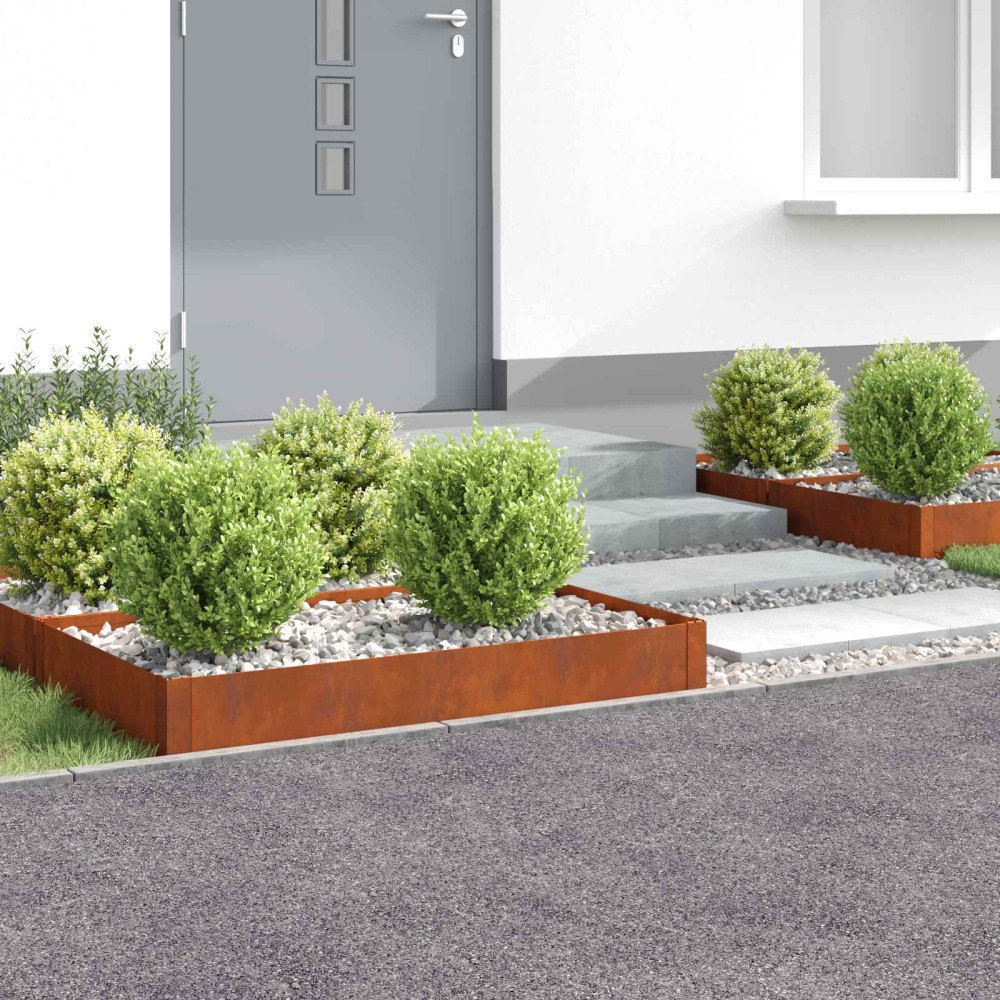 vidaXL Kant för gräsmatta 4 pcs 100 x 60 x 20 cm Stål Rostig