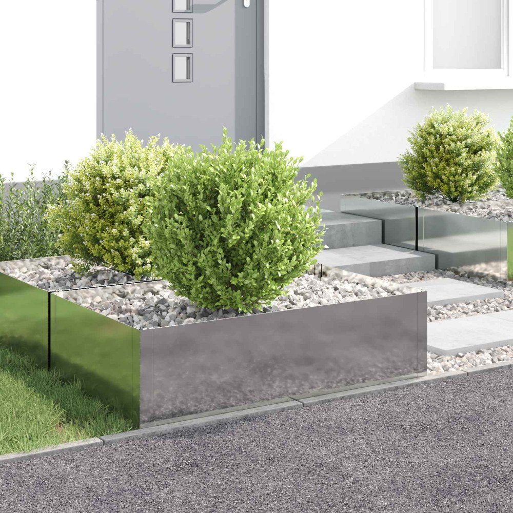 vidaXL Kant för gräsmatta 4 pcs 100 x 60 x 35 cm Stål Silver