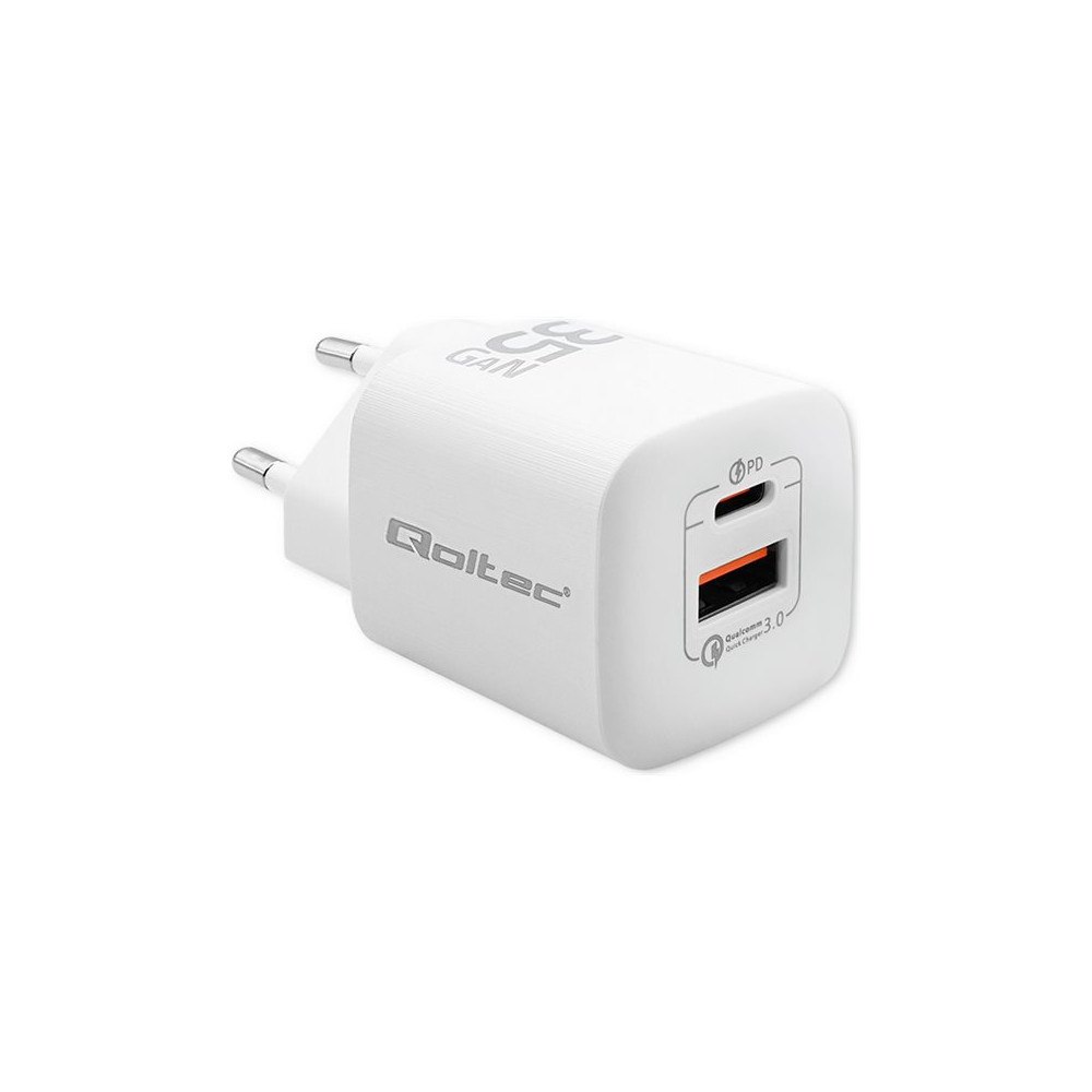 Qoltec Qoltec strömadapter - GaN - USB typ A, USB-C - 35 watt