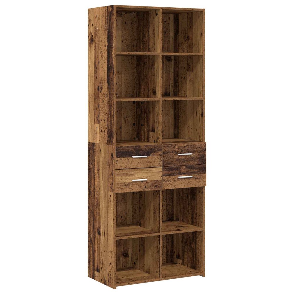 vidaXL Bokhylla Gammalt trä 30 x 42.4 x 185.2 cm