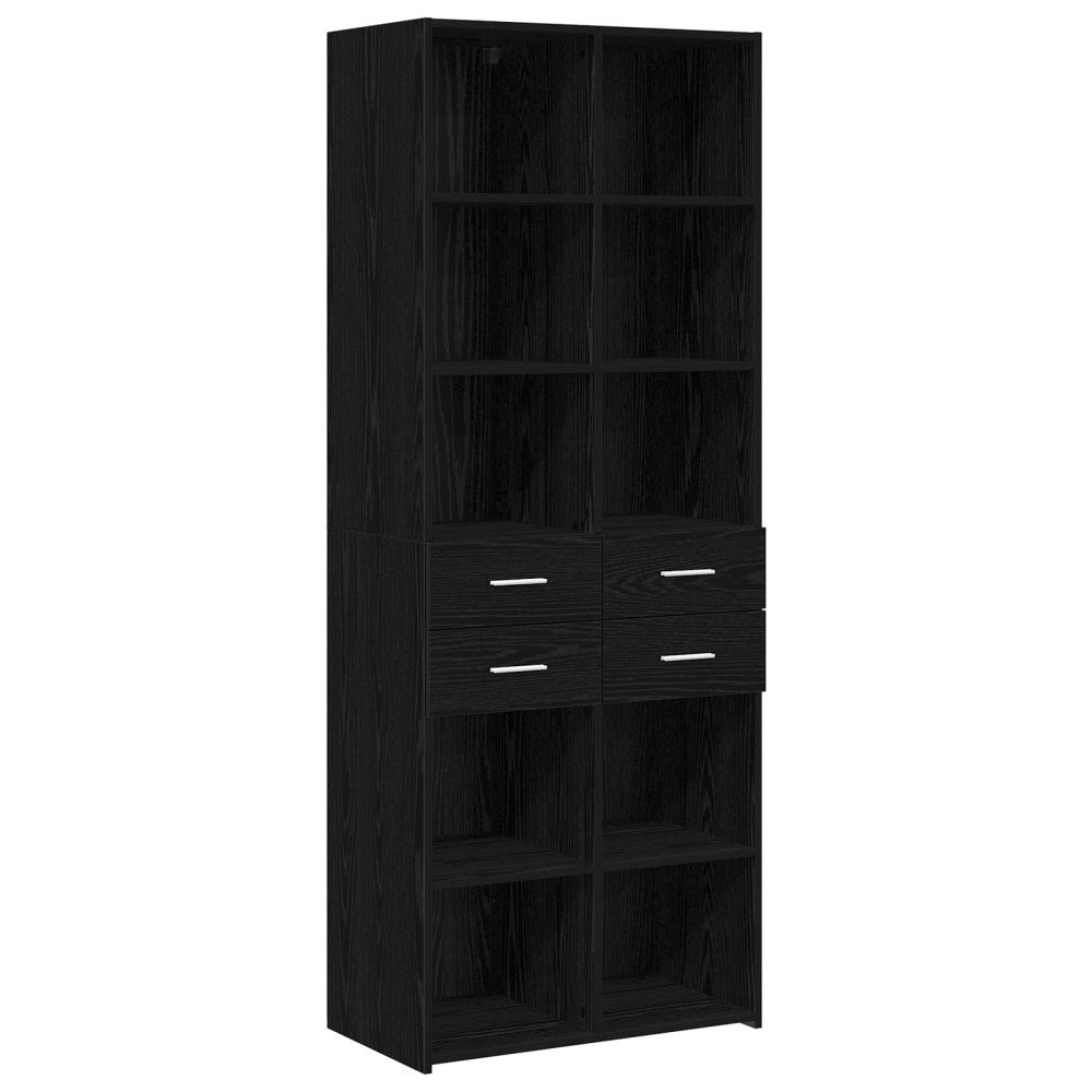 vidaXL Bokhylla Svart ek 30 x 42.4 x 185.2 cm