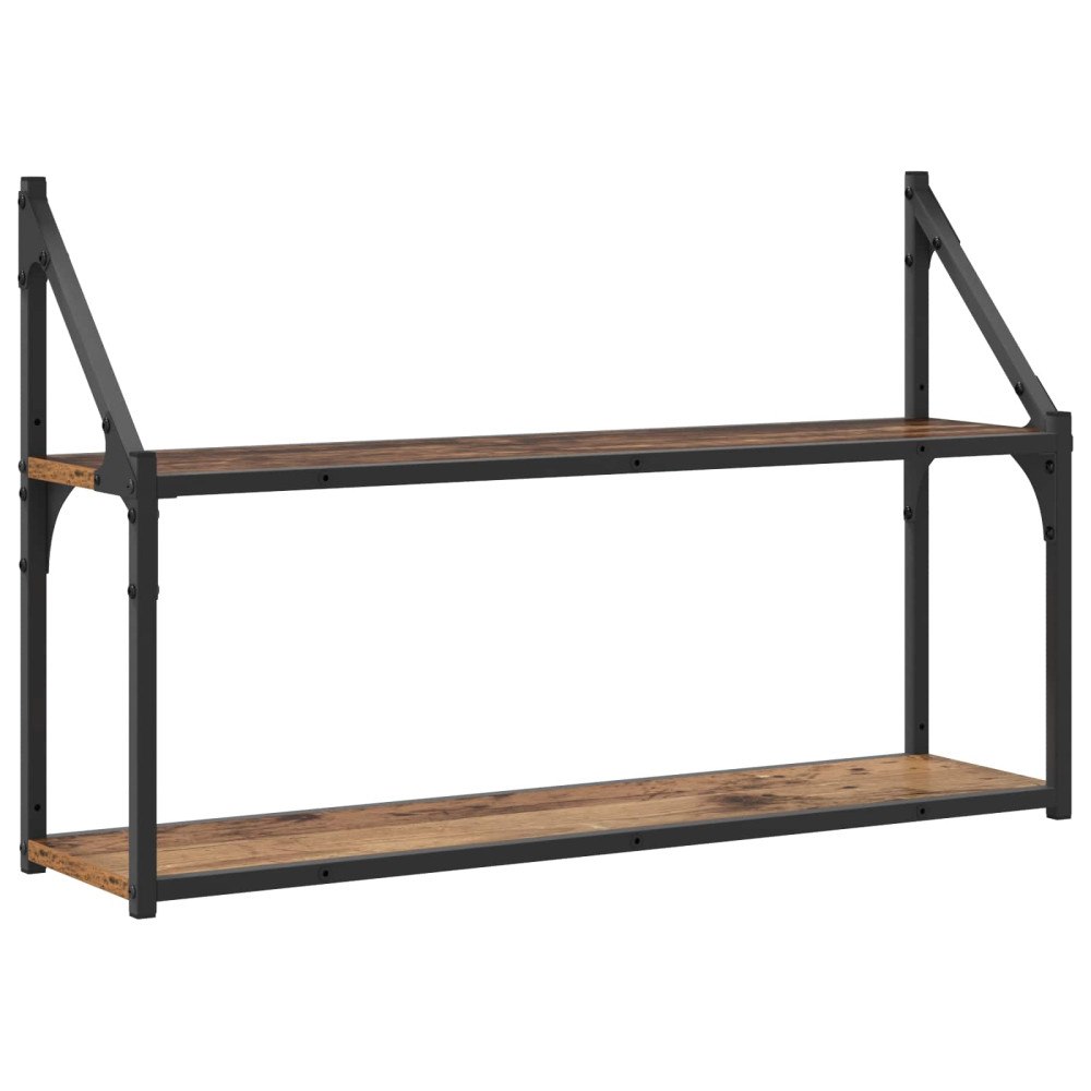 vidaXL Vägg hylla Väggmonterat Gammalt trä 80 x 21 x 51 cm metall PB