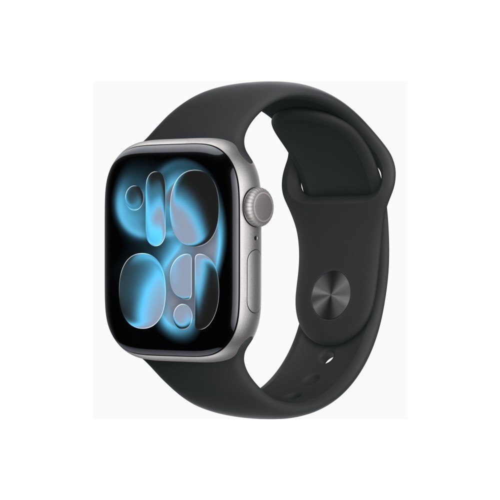 Apple Apple Watch Series 11 (GPS) - rymdgrå aluminium - smart klocka med sportband - svart - 64 GB