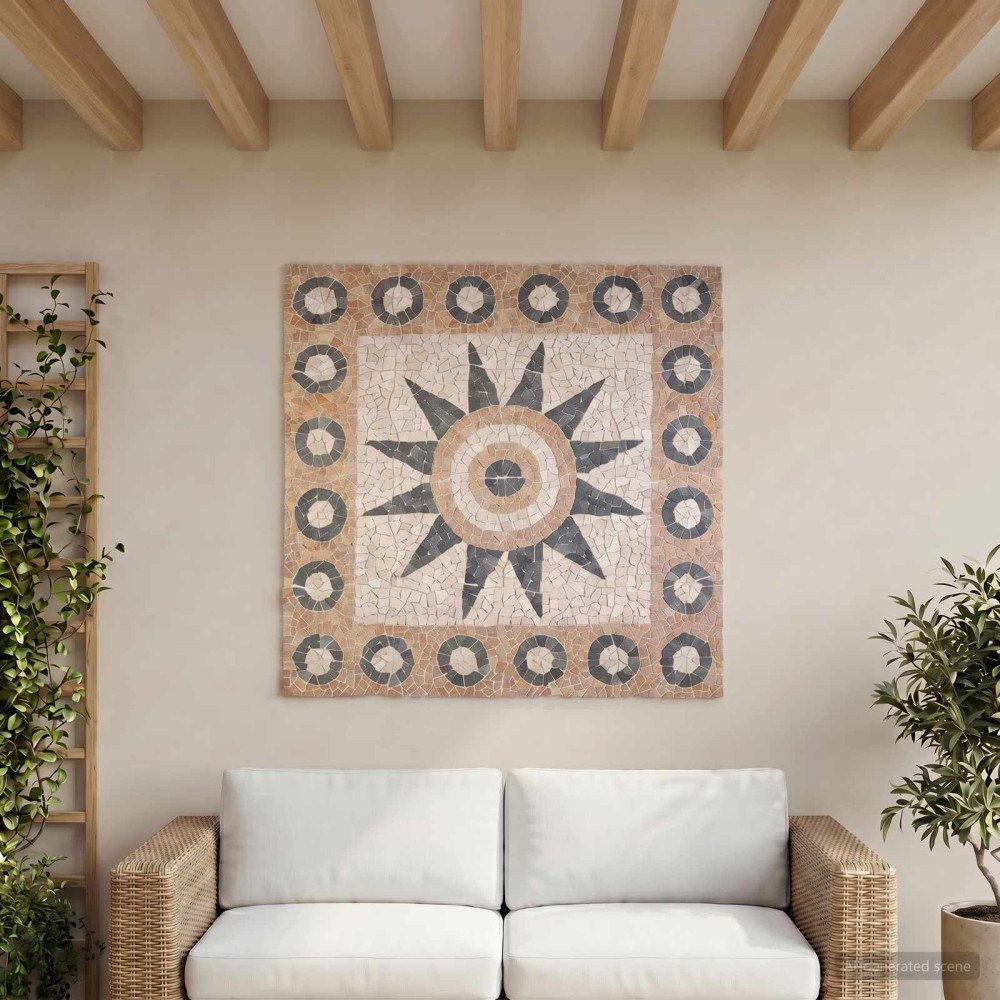 vidaXL Mosaikplattor Blommönster Flerfärgsdesign 120 x 120 cm Marmor