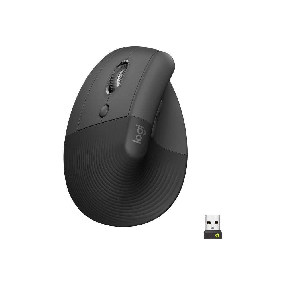 Logitech Logitech Lift for Business - vertikal mus - Bluetooth, 2.4 GHz - grafit