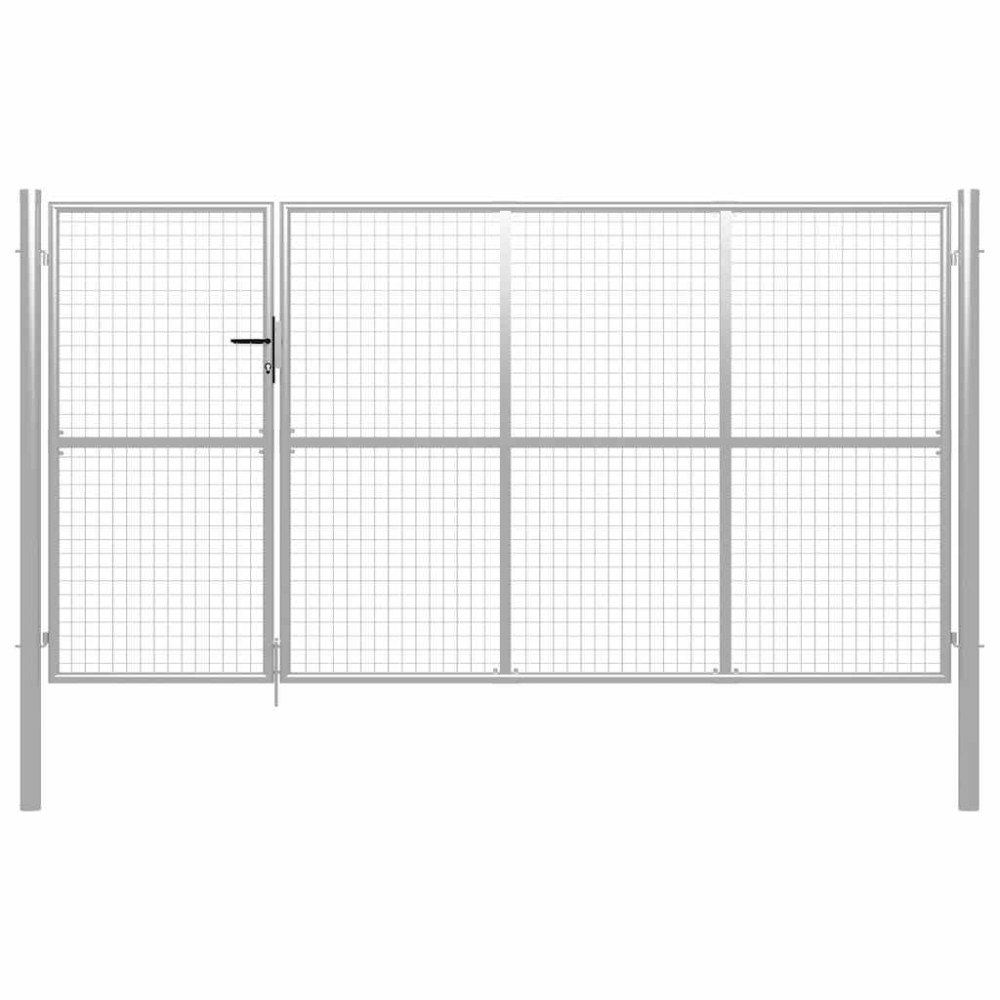 vidaXL Trädgårdsgrind stål 350x200 cm silver
