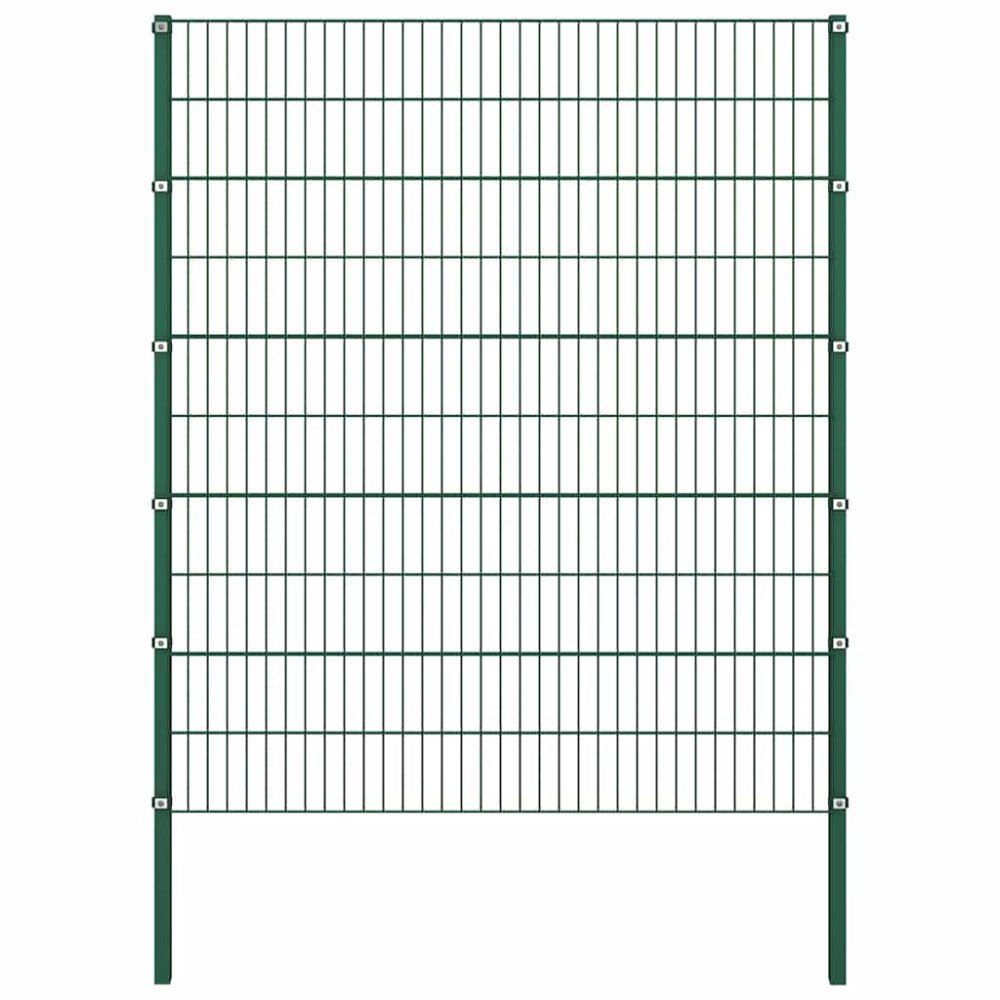 vidaXL Staketpanel med stolpar järn 176,5x200 cm grön