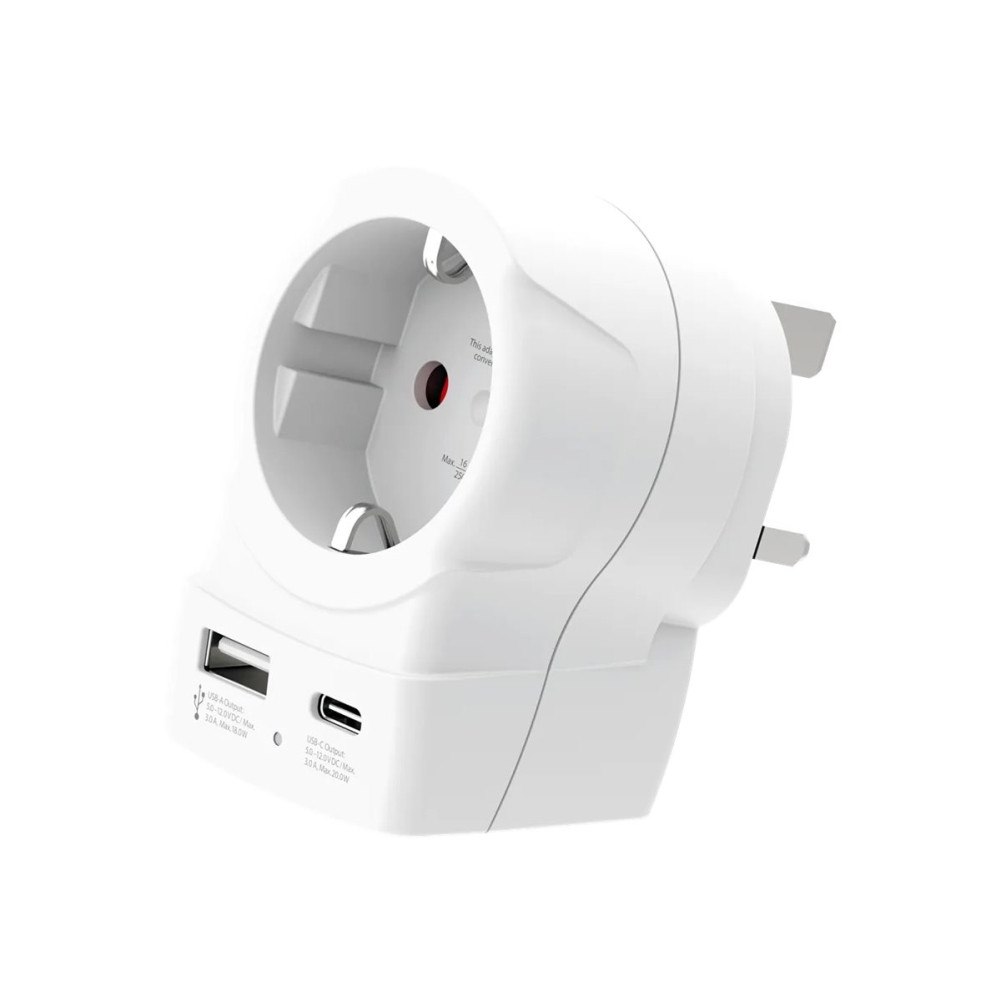 WorldConnect SKROSS Europe to UK USB AC20PD - adapter för effektkontakt