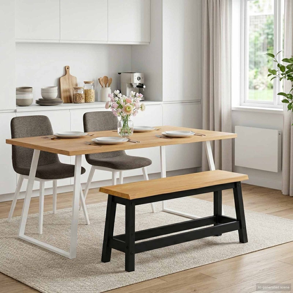 vidaXL Matbänk EKAI Svart 91,5 x 29 x 45,5 cm Massiv furu