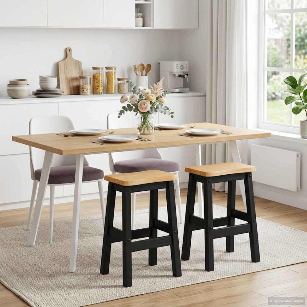 vidaXL Hög Barstol EKAI 2 pcs Svart 40 x 29 x 63 cm Massiv furu
