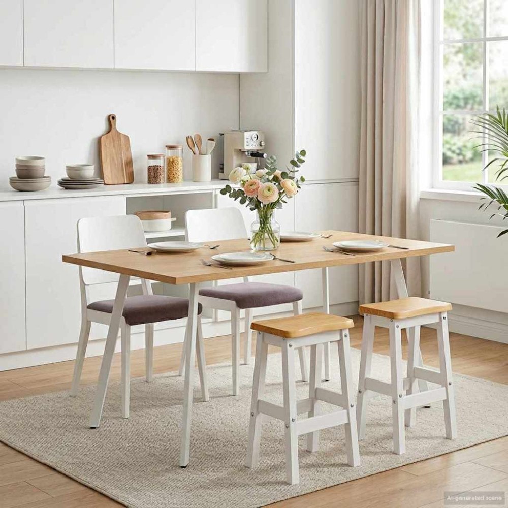 vidaXL Hög Barstol EKAI 2 pcs Vit 40 x 29 x 63 cm Massiv furu