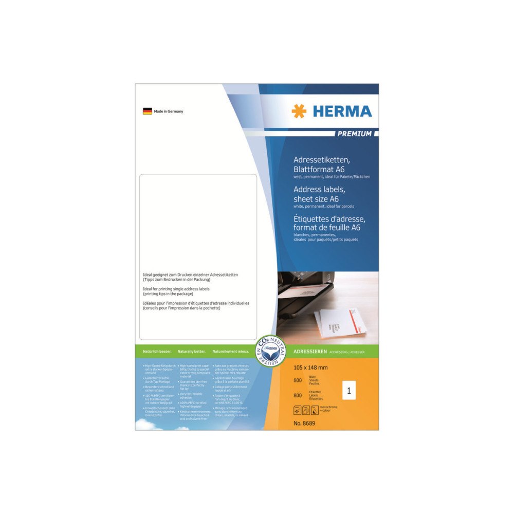HERMA HERMA Premium - adresslappar - matt - 800 etikett (er) - A6