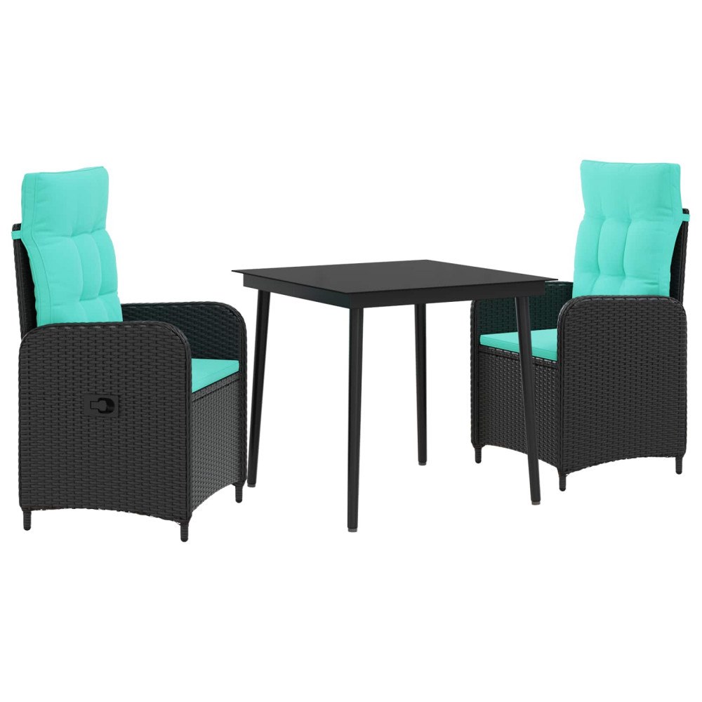 vidaXL Soffbord Set med kudde 3 pcs PE rotting och pulverlackerad stål