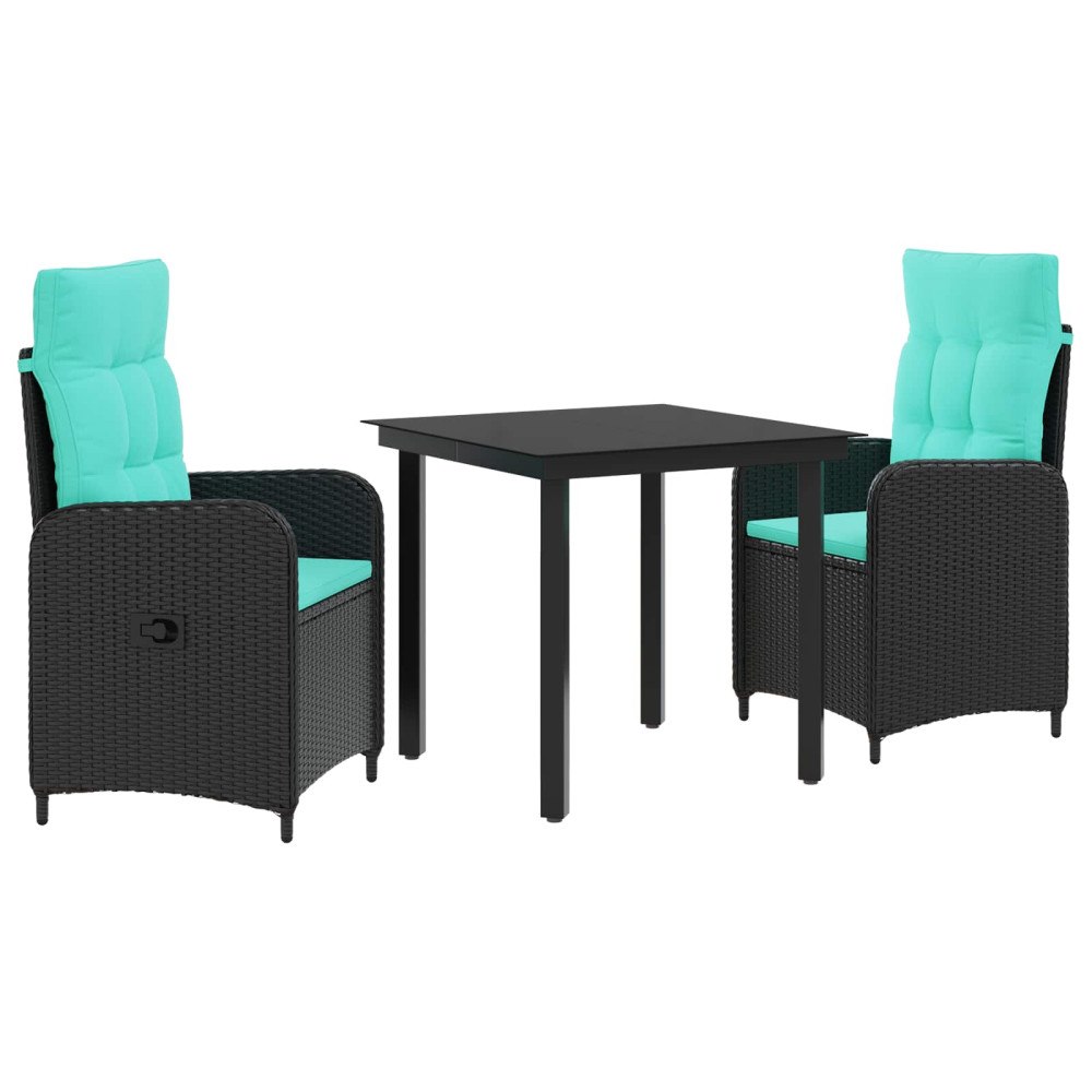 vidaXL Soffbord Set med kudde 3 pcs PE rotting och pulverlackerad stål
