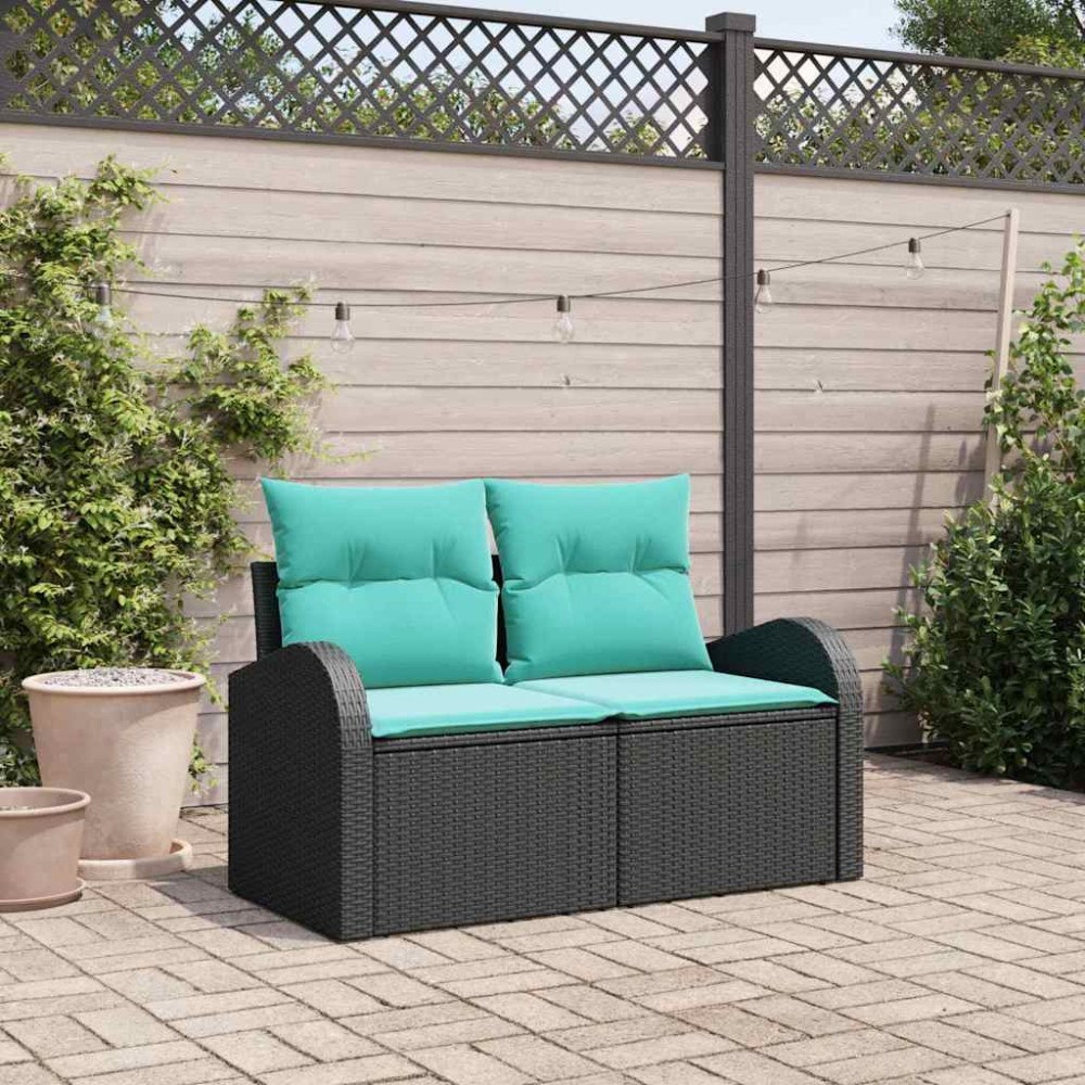 vidaXL Trädgårdsoffa Svart 124 x 62 x 85 cm konstrotting