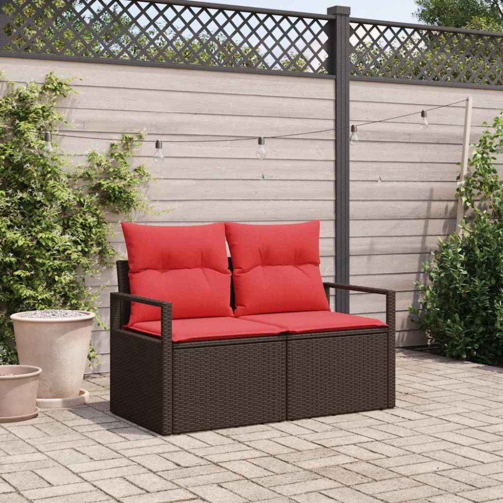 vidaXL Trädgårdsoffa med kudde 120 x 62 x 69 cm konstrotting