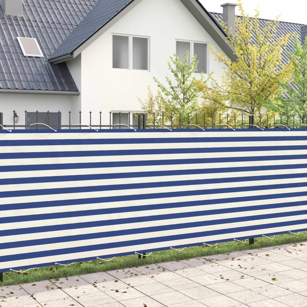 vidaXL Balkongskärm 180 x 200 cm Tyg med PU-beläggning Blå och Vit