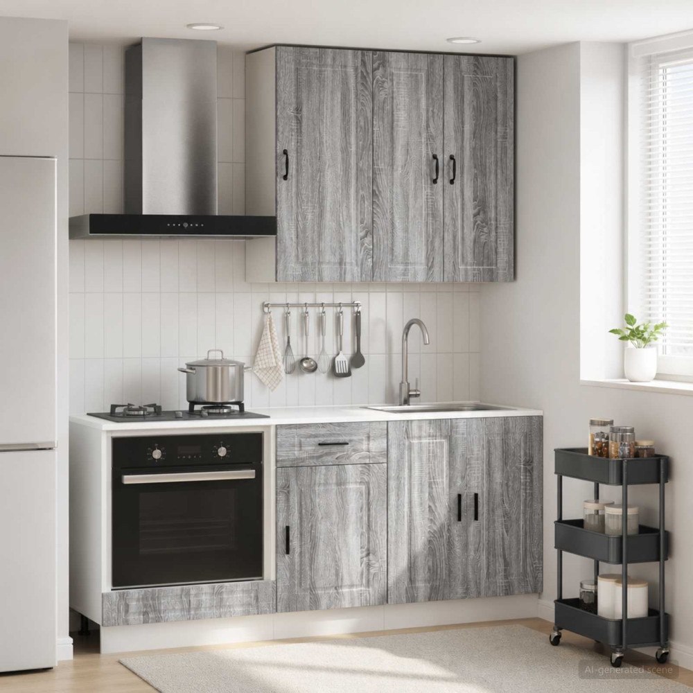 vidaXL Köksenhet PORTO 5 pcs Grå Sonoma Konstruerat trä