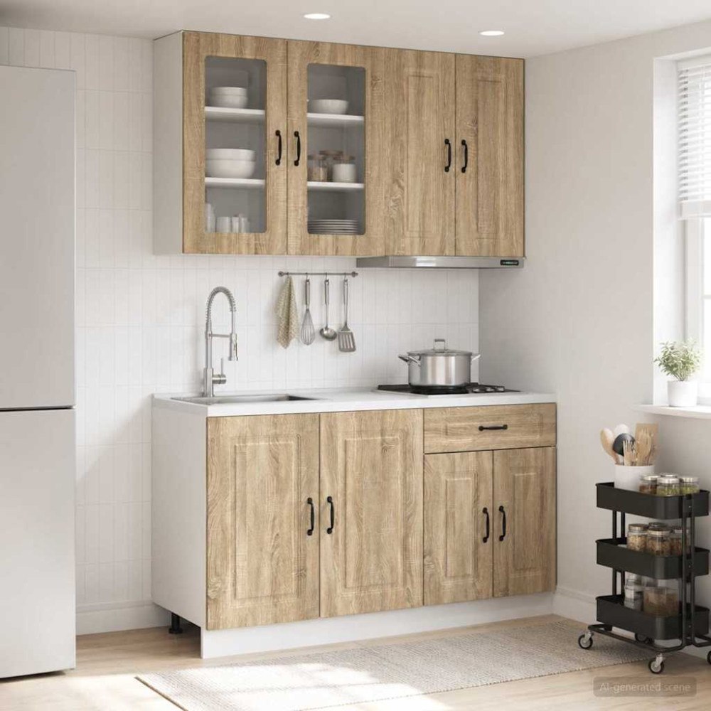 vidaXL Köksenhet KALMAR 4 pcs Sonoma-ek Konstruerat trä