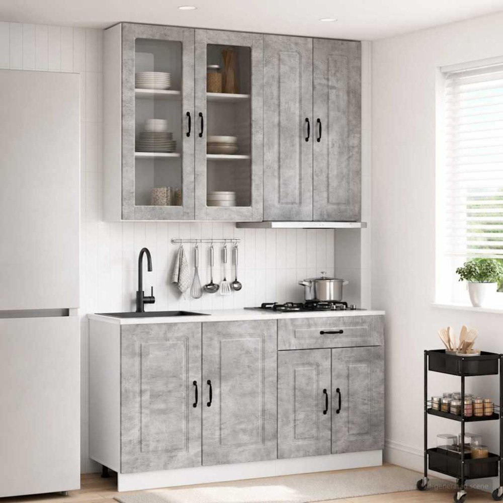 vidaXL Köksenhet KALMAR 4 pcs Betonggrå Konstruerat trä