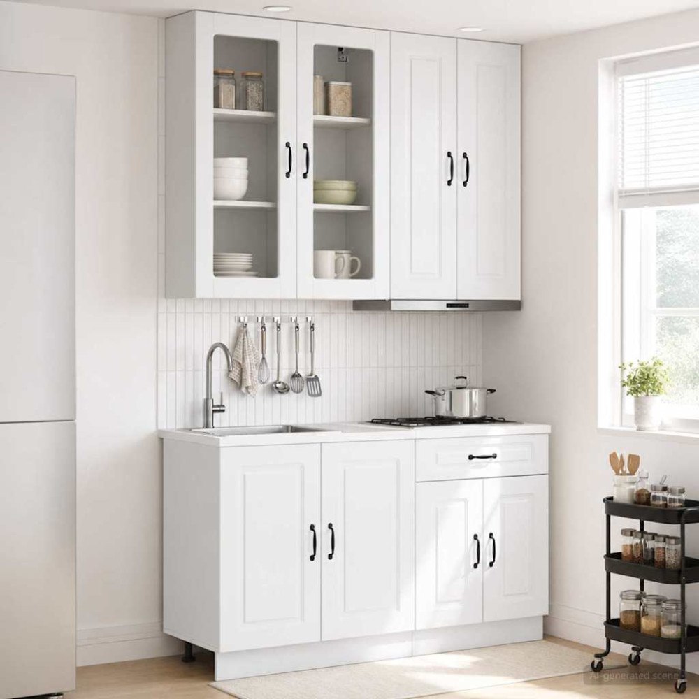 vidaXL Köksenhet KALMAR 4 pcs Vit högglans Konstruerat trä